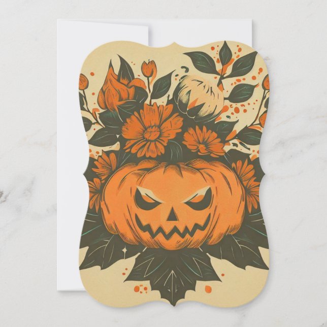 Carte Vintage/Halloween/Automne/citrouille (Devant)