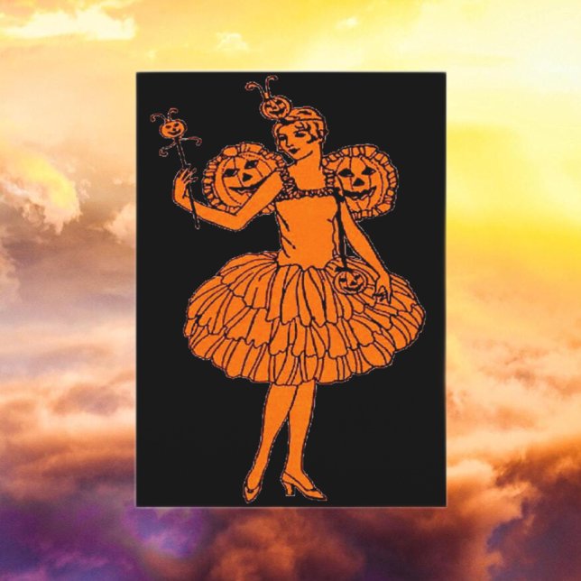 Carte Vintage Halloween Citrouille Fairy (Créateur téléchargé)