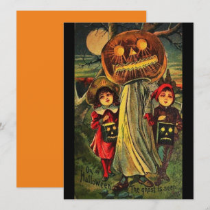 Carte Vintage Halloween Enfants Trick Ou Traitements Et 