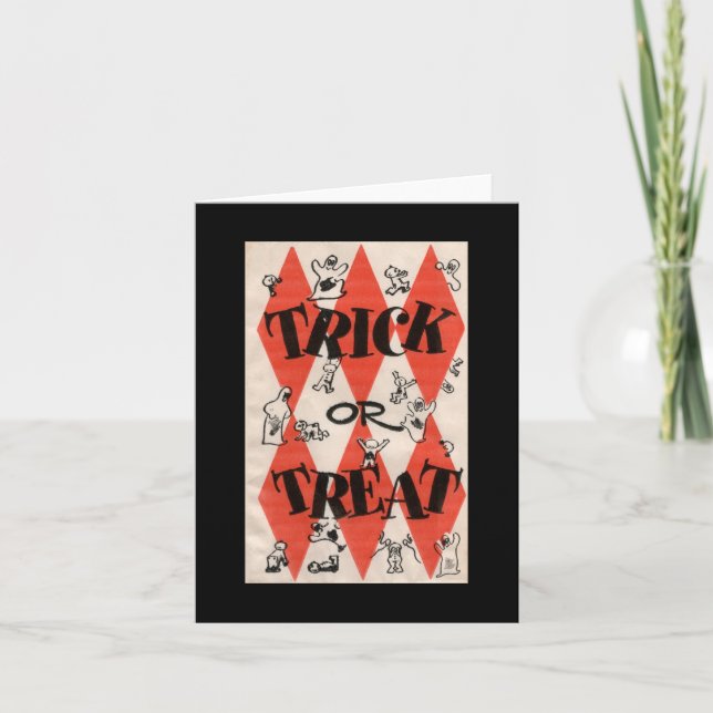 Carte Vintage Halloween Fantômes Ou Treat (Devant)