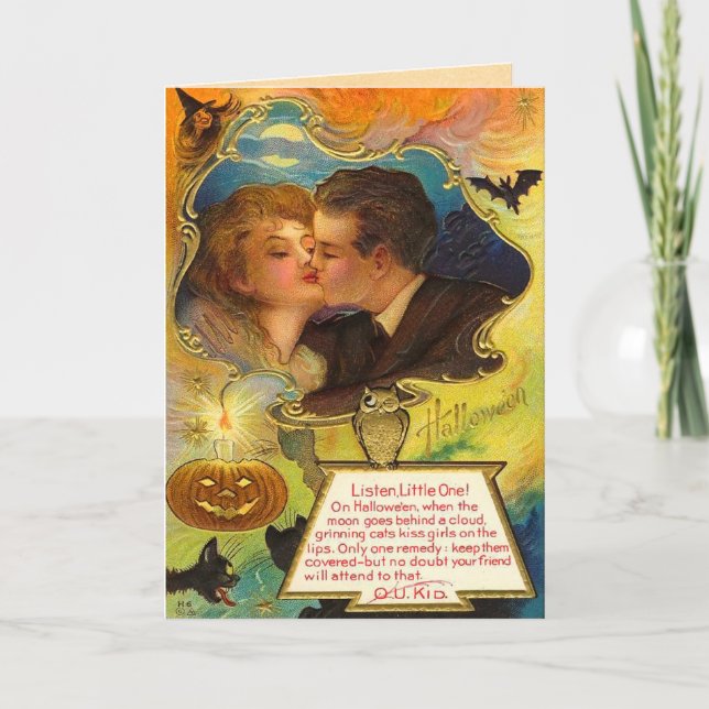 Carte Vintage Halloween Kiss (Devant)