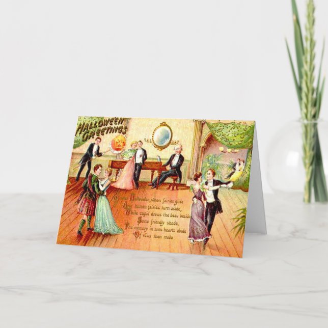 Carte Vintage Halloween Salutations Dancing (Devant)