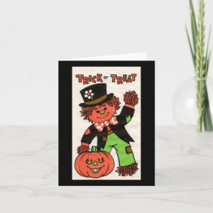 Carte Vintage Halloween Trick Ou Treat Scarecrow