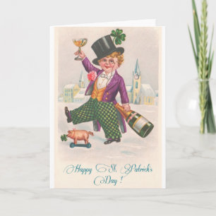 Carte Vintage Happy Jour de la Saint Patrick Shamrock Ch