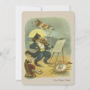 Carte Vintage Hey Diddle Diddle Nursery Rhyme restauré