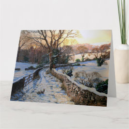 Carte Vintage hiver Noël paysage enneigé