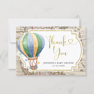 Carte vintage Hot Air Balloon Adventure Baby showe