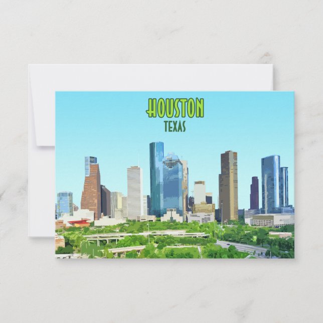 Carte Vintage Houston Texas Downtown (Devant)