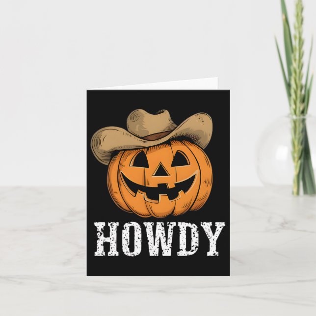 Carte Vintage Howdy Citrouille Cowboy Western (Devant)