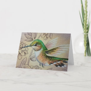Carte Vintage Hummingbird No 7 Aquarelle Art