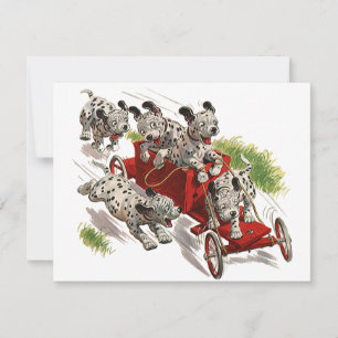 Carte Vintage Humour mignon Chiens de chiot dalmate Cami