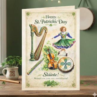 Carte Vintage Irish Music & Dance St. Patrick's Day Card