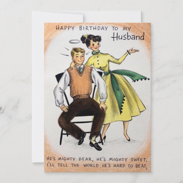 Carte vintage Joyeuse d'anniversaire du mari (Devant)