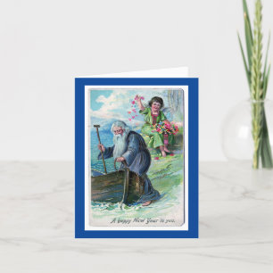 Carte vintage Joyeuse Nouvel An Holiday
