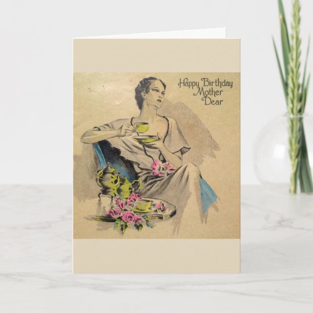 Carte Vintage - Joyeux anniversaire Mère Chère, (Devant)