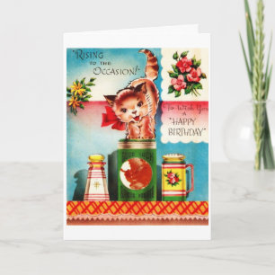 Carte Vintage - Joyeux Chat d'Anniversaire,