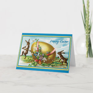 Carte Vintage Joyeux lapin de Pâques OEufs de Pâques