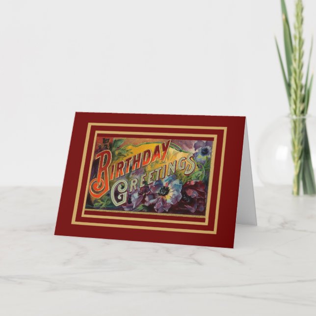 Carte Vintage Joyeux voeux d'anniversaire (Devant)