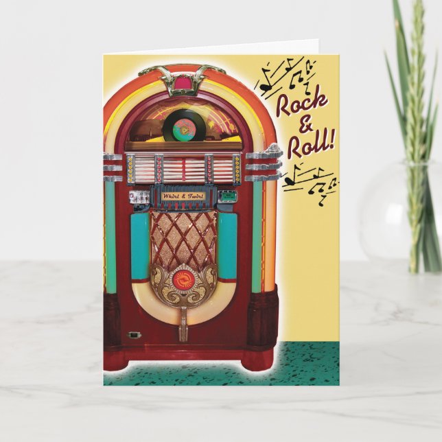 Carte Vintage Juke Box Anniversaire Rétro (Devant)