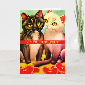 Carte Vintage Kittens Retro Cute Cats Valentines Jour