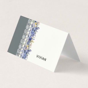 Carte vintage Lace Et Perles Florales Place