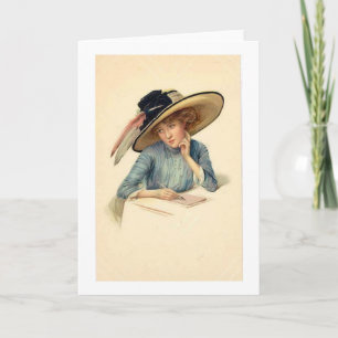 Carte Vintage - Lady Écrire une lettre,
