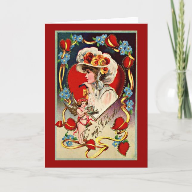 Carte vintage Lady My Valentine (Devant)