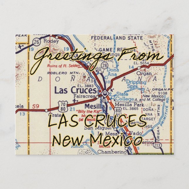 Carte Vintage Las Cruces NM (Devant)