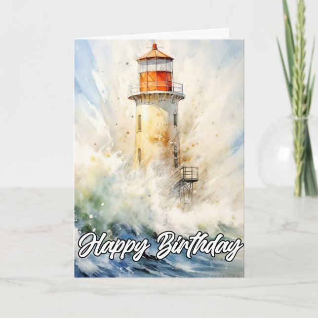 Carte Vintage Lighthouse Joyeux anniversaire (Devant)