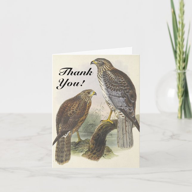 Carte Vintage Look Birds "Merci !" (Devant)