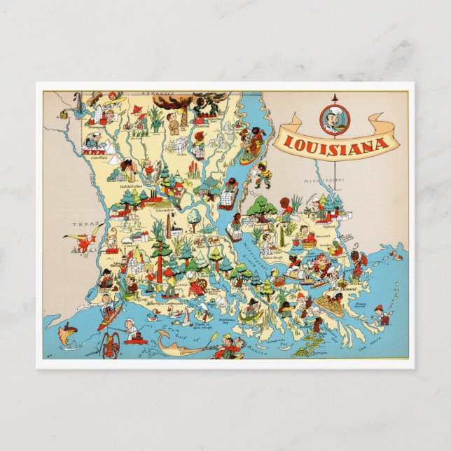Carte Vintage Louisiane (Devant)