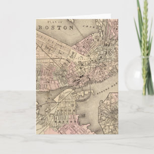 Carte Vintage Map of Boston (1880)
