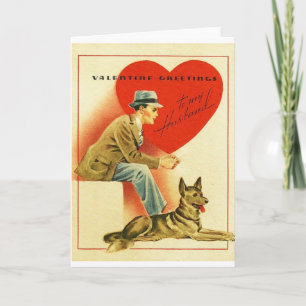 Carte vintage Mari et Chien Valentine's Day Card
