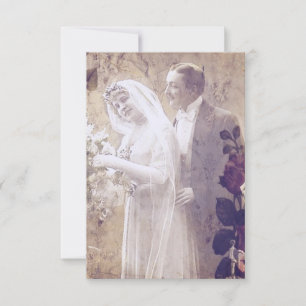 Carte Vintage Mariée et Salle Enregistrer la date