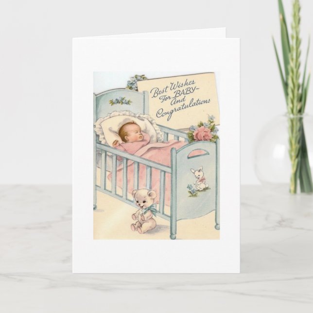Carte Vintage - Meilleurs voeux pour bébé, (Devant)