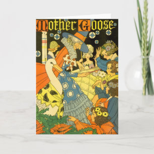 Carte Vintage Mère Oie Lecture Livres aux enfants