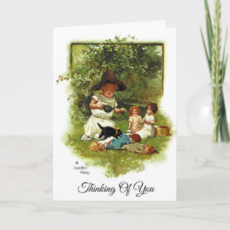 Carte Vintage Mignonne Fille Au Jardin