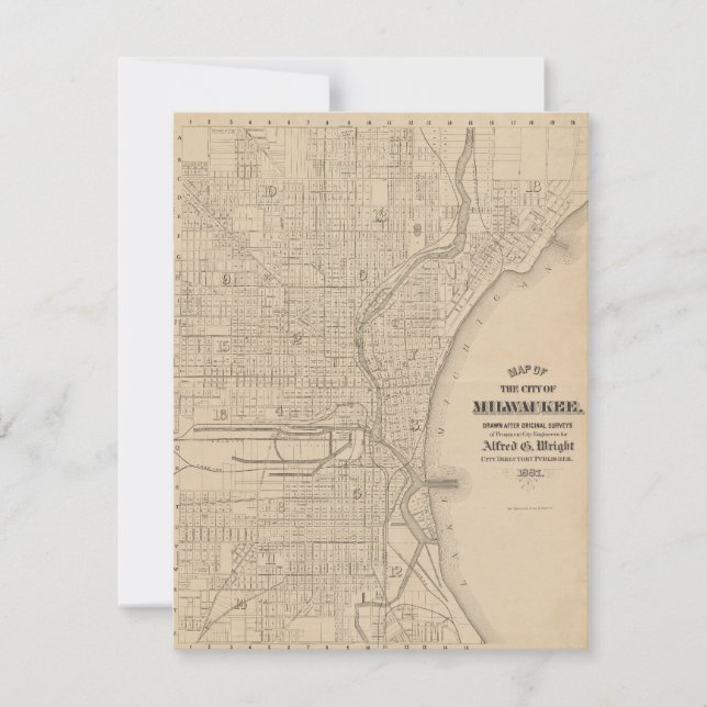 Carte vintage Milwaukee, Wisconsin (Devant)