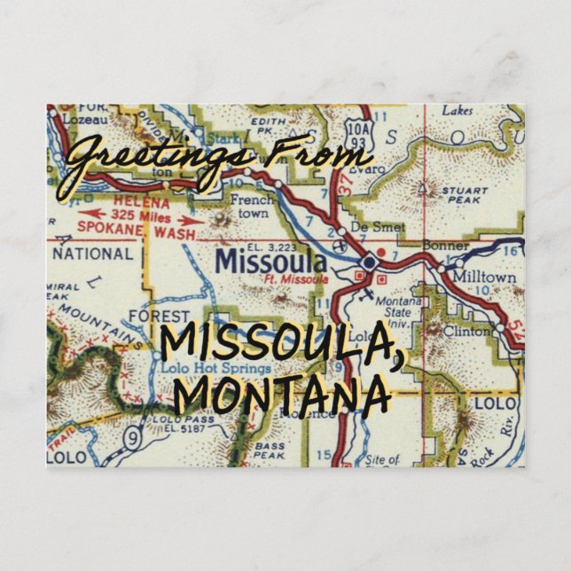 Carte Vintage Missoula MT (Devant)