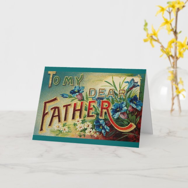 Carte Vintage Mon Père Fête (Fleur jaune)