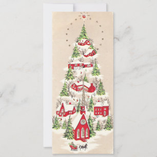 Carte Vintage Noël Cheval Sleigh