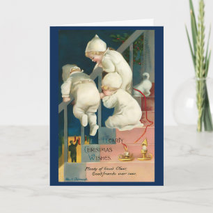 Carte Vintage Noël mignon enfants 1940s