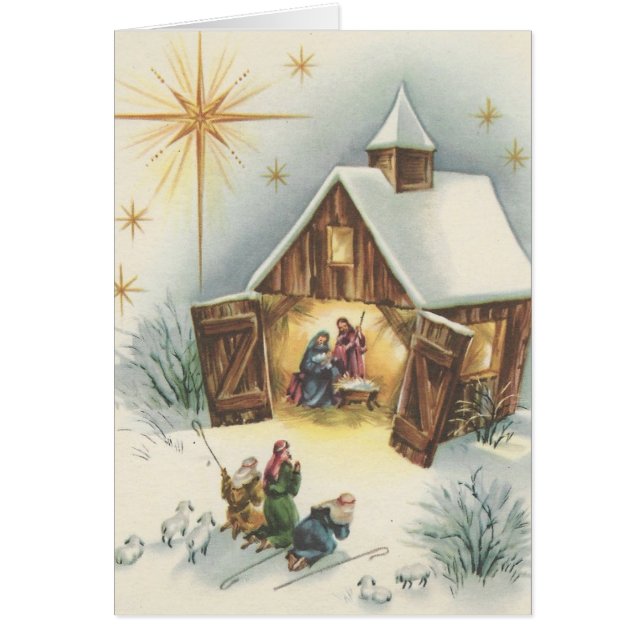 Carte Vintage Noël Nativité (Devant)
