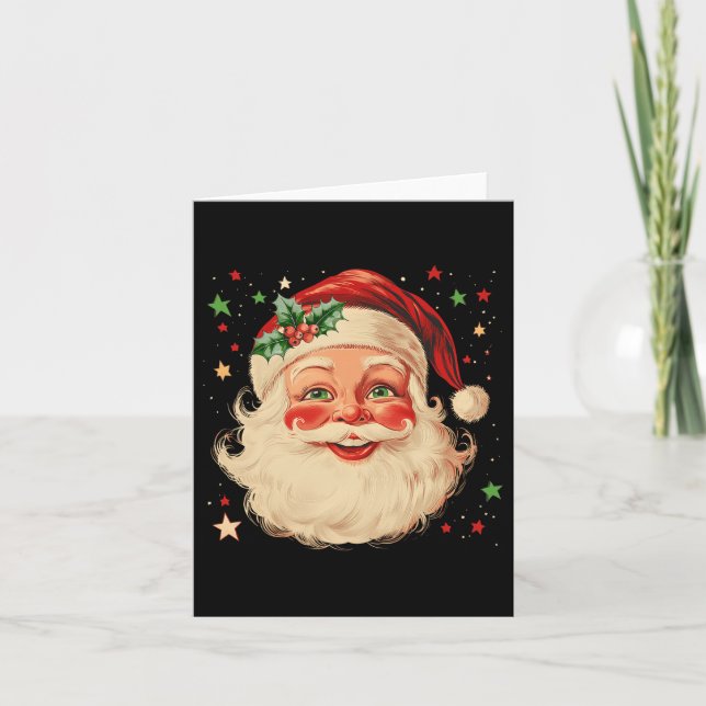 Carte Vintage Noël Père Noël Face Drôle Vieux Fashi (Devant)