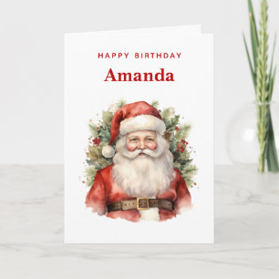 Carte Vintage Noël Père Noël Souriant Anniversaire