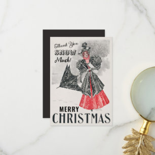 Carte Vintage Noël personnalisée Merci plat