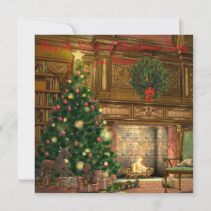 Carte Vintage Noël Soirée Noël Salutation