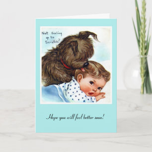 Carte vintage Obtenez Bien Chiot Et Bébé