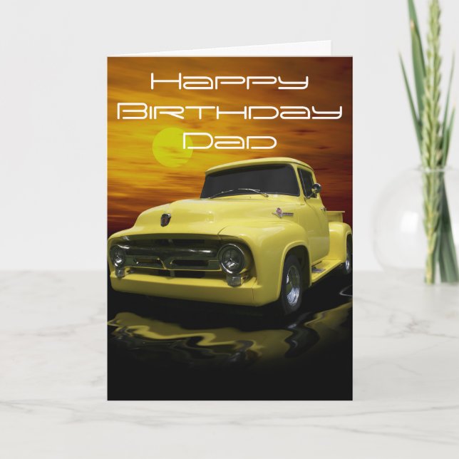 Carte Vintage Old Antique Yellow Truck (Devant)