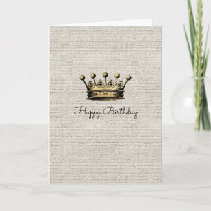 Carte Vintage or Couronne Royal lin tissu chic amusant